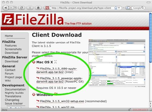 Filezilla download mac os x 10.9